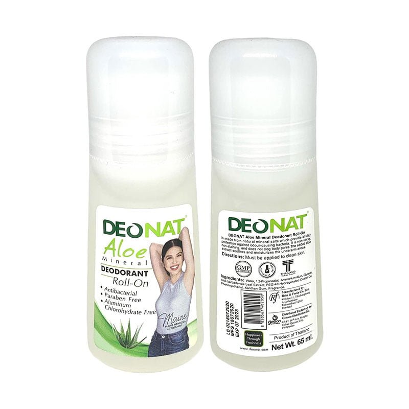 Deonat Aloe Mineral Deodorant Underarm Roll On 65ml Product of Thailand