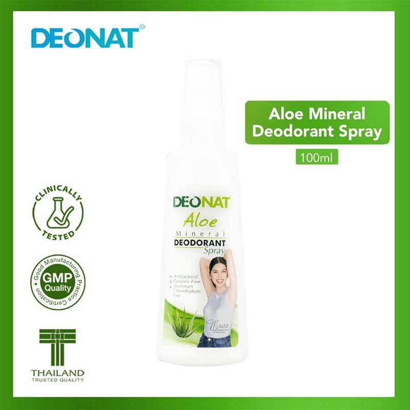 Deonat Aloe Mineral Deodorant Underarm Spray 100ml Product of Thailand