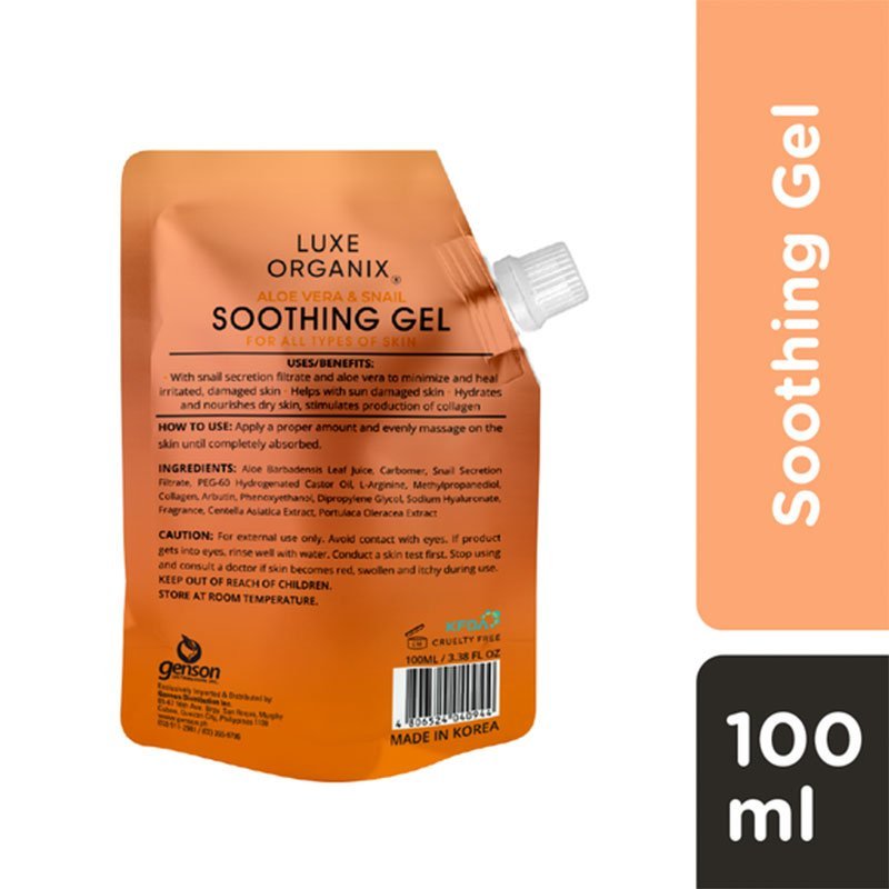 Luxe Organix Aloe Vera & Snail Soothing Gel For All Type of Skin Made in Korea