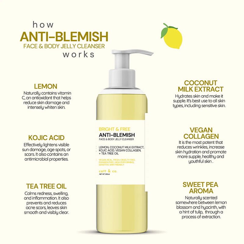 Catt & Co Bright and Free Anti-Blemish Face & Body Jelly Cleanser 200ml