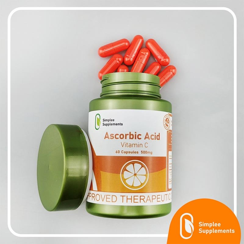 Ascorbic-C-1.jpg Simplee Supplement Ascorbic Acid Vitamin C 60 Capsule 500mg