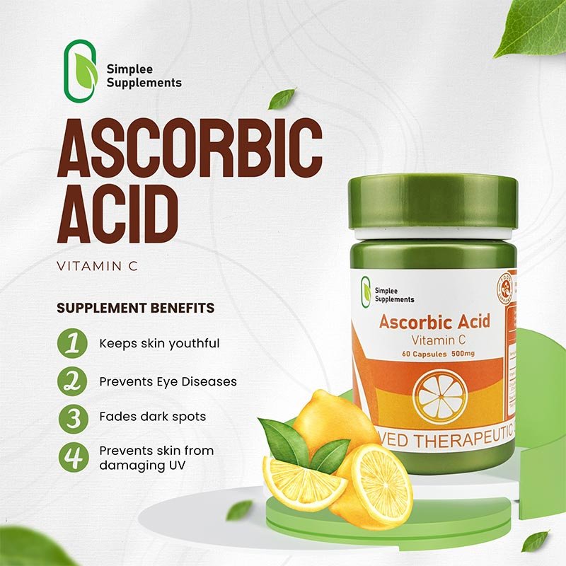 Simplee Supplement Ascorbic Acid Vitamin C 60 Capsule 500mg