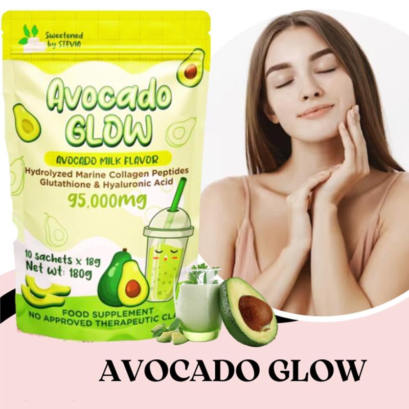 Avocado-Glow-1.jpg AVOCADO GLOW Avocado Milk Flavor 98,000mg Collagen Drink Hydrolyzed Marine Collagen Peptides Glutathione & Hyaluronic