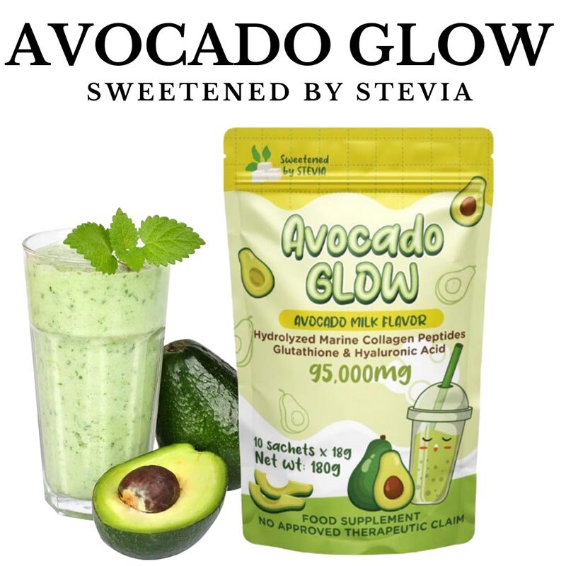 Avocado-Glow.jpg AVOCADO GLOW Avocado Milk Flavor 98,000mg Collagen Drink Hydrolyzed Marine Collagen Peptides Glutathione & Hyaluronic