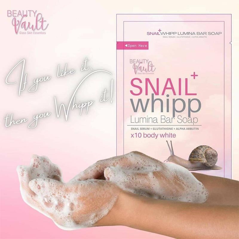 Beauty Vault Glass Skin Essentials Snail Whipp Lumina Bar Soap X10 Body White