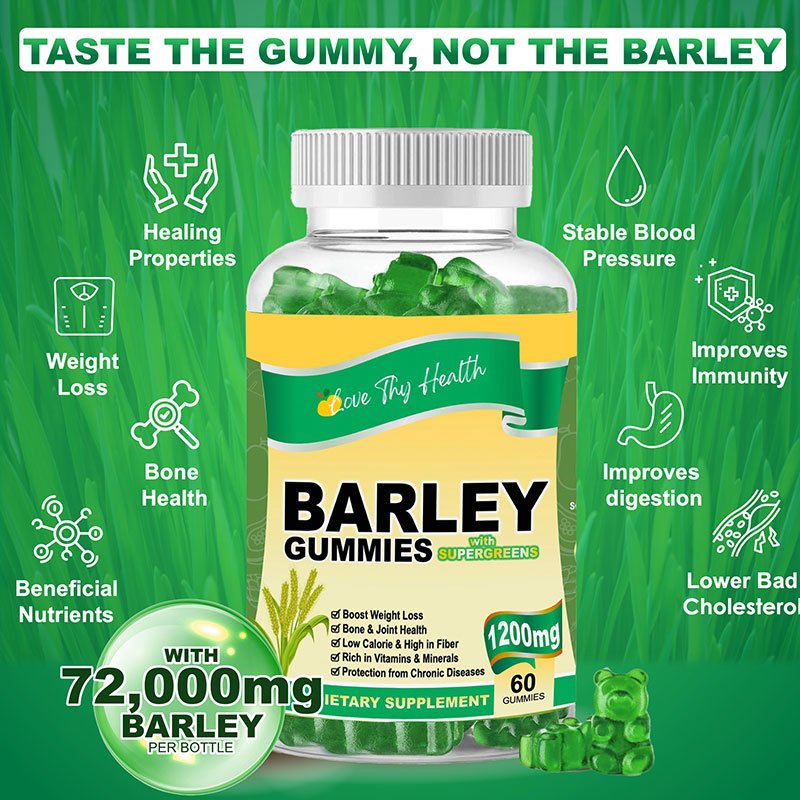 Barley Gummies with Super Greens 1200mg 60 Gummies