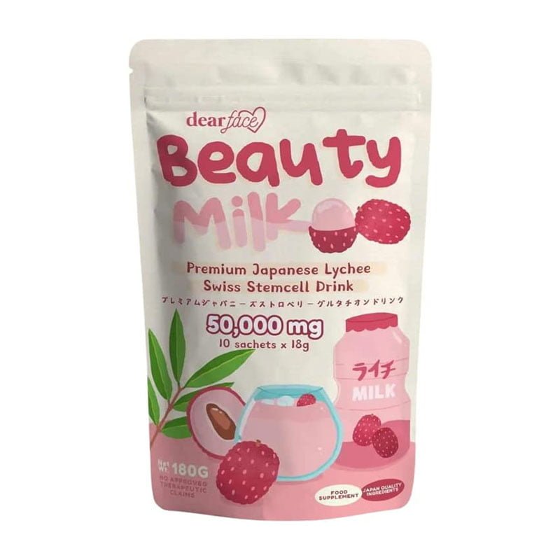 Dear Face Beauty Milk Premium Japanese Lychee Swiss Stemcell  Drink (10 sachets x 18g)