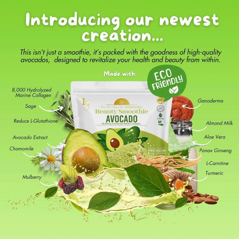 Beauty-Smoothie-Avocado.gif Luxe Slim Beauty Smoothie Avocado 80,000mg Hydrolyzed Marine Collagen