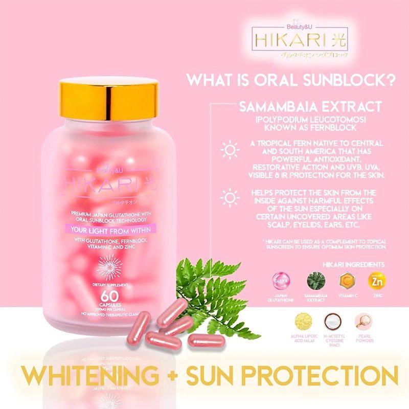 Beauty&U Hikari Ultra Premium Japan Glutathione With Oral Sunblock And Photoprotection Technology