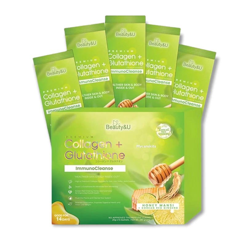 BeautyU.jpg Beauty&U Premium Collagen + Glutathione ImmunoCleanse 14 x 20g