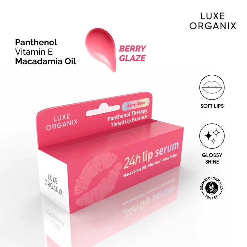 Berry-Glaze.jpg Luxe Organix Panthenol Therapy 24H Lip Serum Tinted Lip Essence Berry Glaze