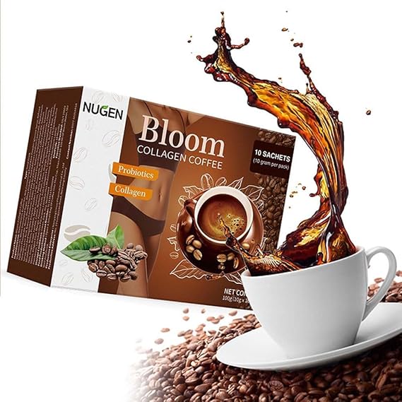 NUGEN Bloom Collagen Coffee – Instant Coffee Mix with Collagen & Probiotic Ingredients | 10 Sachets