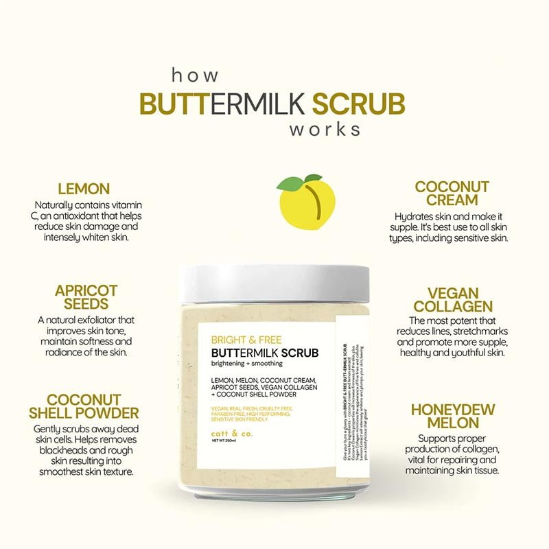 Buttermilk-Scrub-1.jpg Catt & Co Bright and Free Buttermilk Scrub Brightening + Smoothing 250ml