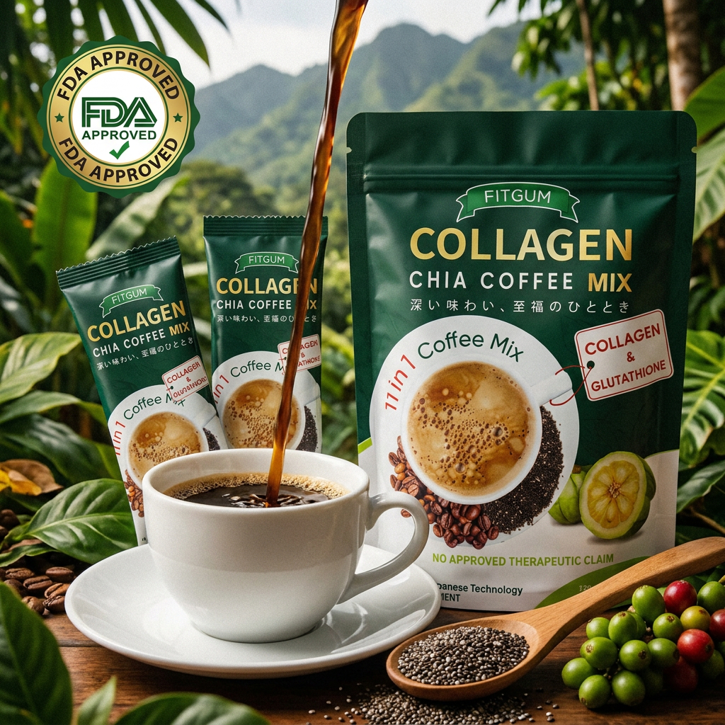 Collagen Chia Coffee Mix 02 FitGum Collagen Coffee Mix with Chia Seeds 120g(12g * 10 sachets)