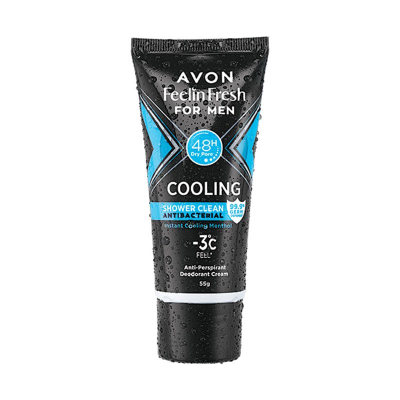 Cooling-Shower-Clean.jpg Avon Feelin Fresh Cooling Shower Clean Antibacterial Anti-perspirant Deodorant Cream 55g