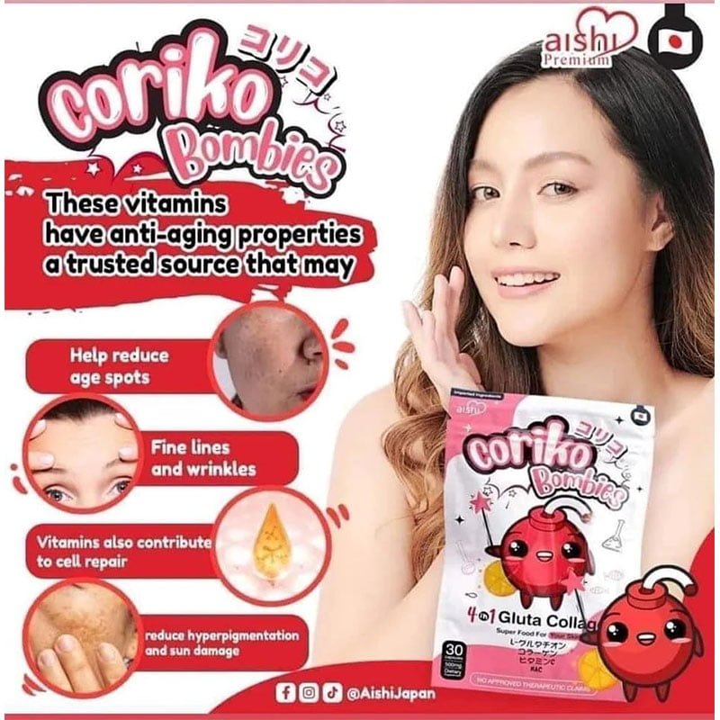Aishi Coriko Bombies 4 in1 Collagen Super Food for Your Skin 30 Capsule