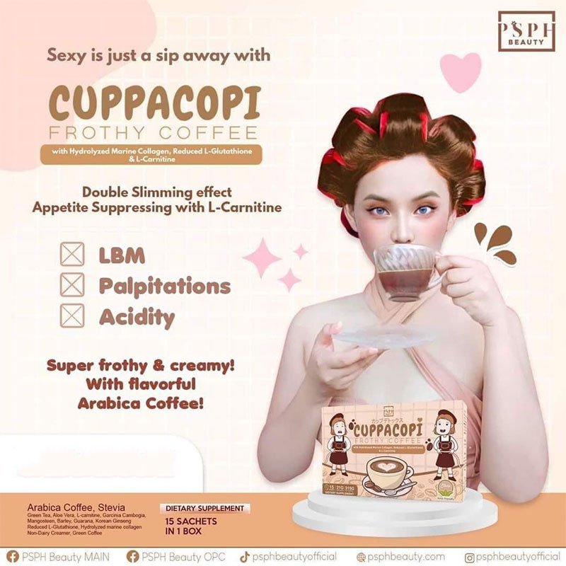 Cuppacopi-1.jpg PSPH Beauty Cuppacopi Frothy Coffee with Hydrolyzed Marine Collagen 15 Sachets x 21g