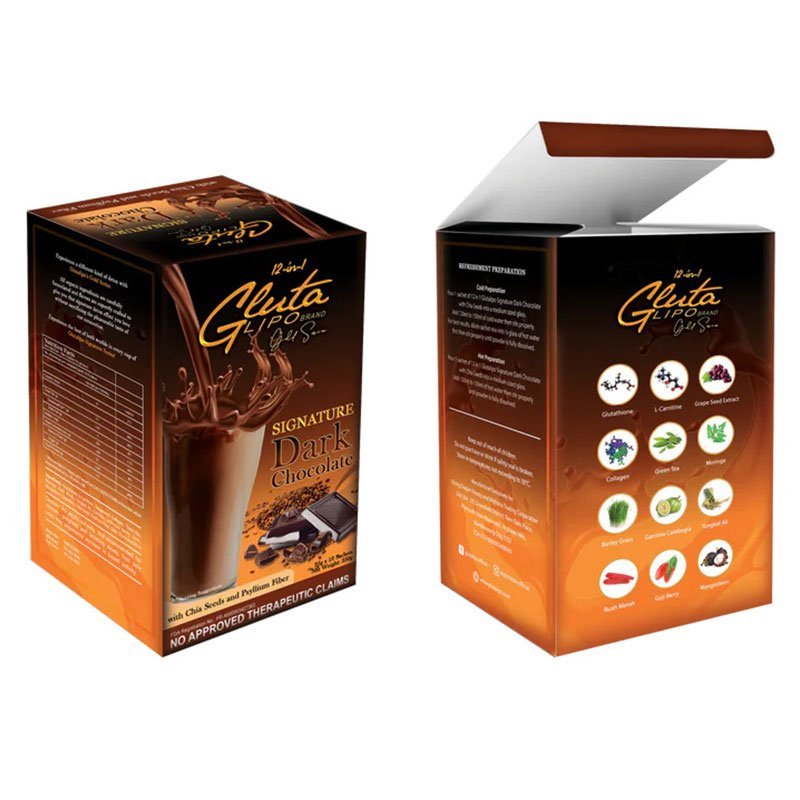 Glutalipo 12 in 1 Gluta Lipo Gold Series Signature Dark Chocolate – 10 Sachets