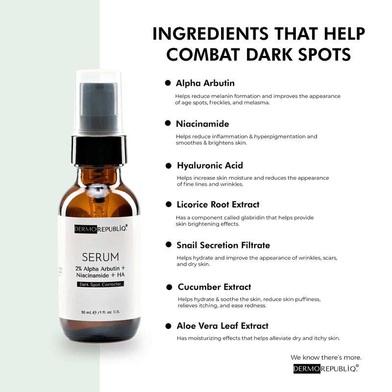 Dermorepubliq 2% Alpha Arbutin + Niacinamide + HA Dark Spot Corrector Serum 30ml