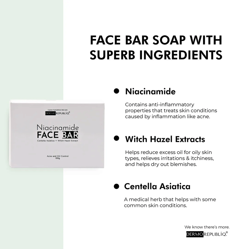 Dermorepubliq Niacinamide Acne And Oil Control Face Bar Soap 100g