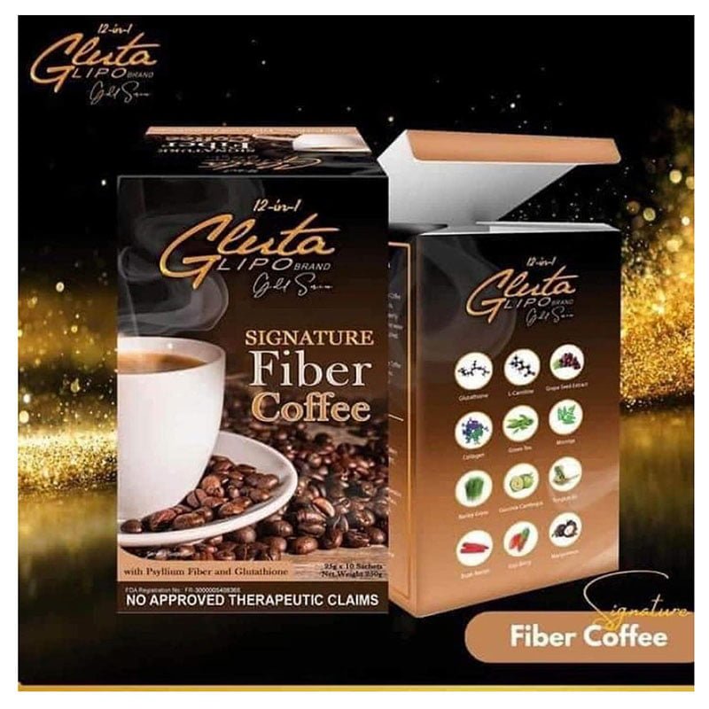 GlutaLipo12 in 1 Gluta Lipo Gold Series Signature Fiber Coffee – 10 Sachets