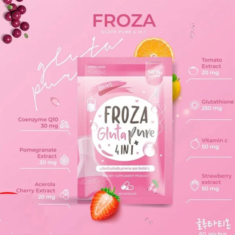 Froza Gluta Pure Capsule 4 in 1 Dietary Supplement Product Made in Thailand