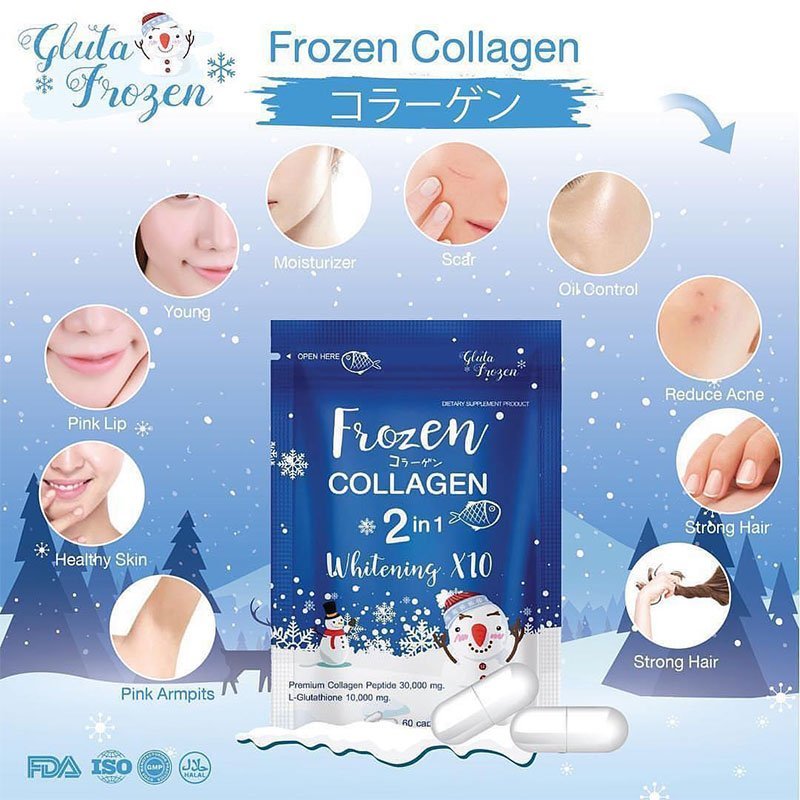 Frozen-2-W.jpg Frozen Collagen with Glutathione Radiant Flawless Skin, 60 Capsules