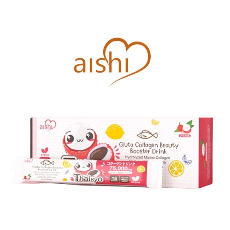 Gluta-Collagen-Beauty-Booster-Drink.jpg Aishi Thaikyo Gluta Collagen Beauty Booster Drink Lychee Fruit Extract 15 Sachets