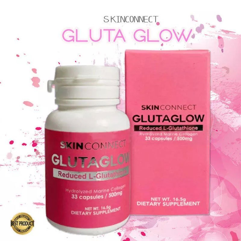 Gluta-Glow.jpg Skin Connect Gluta Glow Reduced L-Glutathione Hydrolyzed Marine Collagen 33 Capsule 500mg