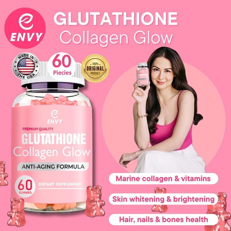 ENVY Glutathione Collagen Glow Anti-Aging Formula Strawberry Flavor Gummies
