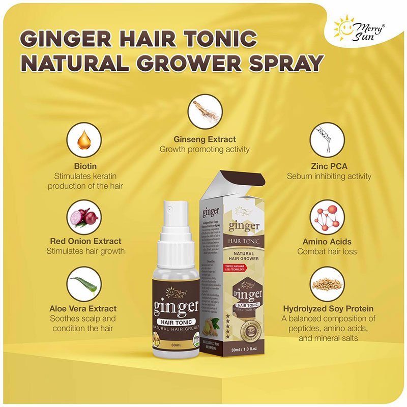 Merry Sun Ginger Hair Tonic Natural Grower Spray 30ml By Merrysun Corporation