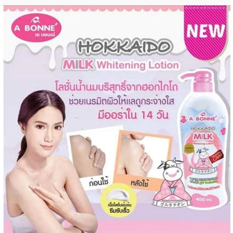Hokkaido-Milk-1-1.jpg A Bonne Hokkaido Milk Whitening Lotion X3 Whitening UV Protection 500ml
