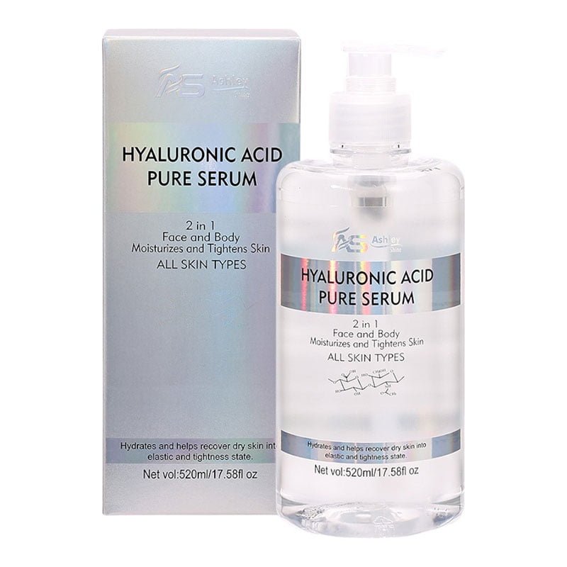 Hyaluronic-Serum.jpg Ashley Shine Hyaluronic Acid Pure Serum 2 in 1 Face & Body Moisturizes and Tightens Skin 520ml