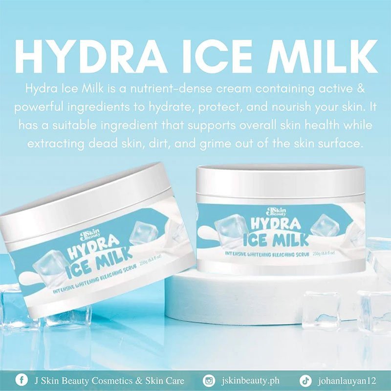 JSkin Beauty Hydra Ice Milk Intensive Whitening Bleaching Cream No Rinse Formula 300g