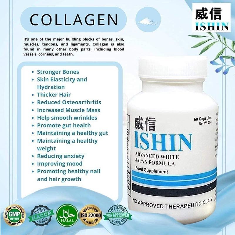 Ishin-2.jpg Ishin Advanced 10X Whitening Japan Formula with Collagen and Glutathione 60 Capsule