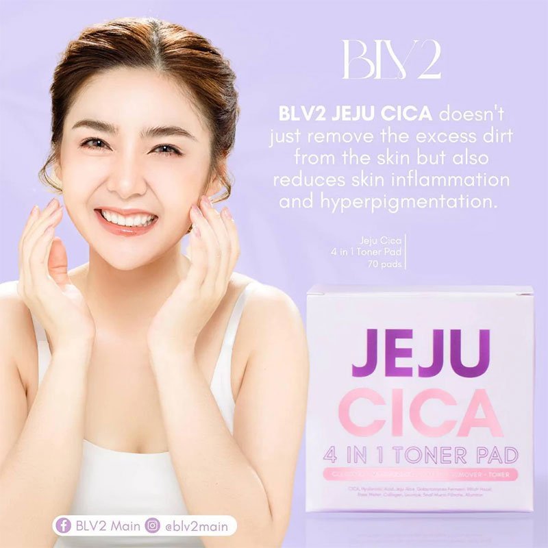 BLV2 Jeju Cica 4 in 1 Toner Pad Korea Formulation 70 Pads