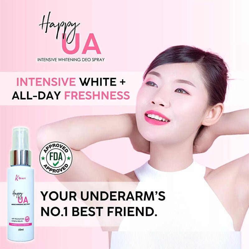 K-Beaute Happy UA Intense Whitening Deo Spray With Niacinamide & Alpha Arbutin 60ml