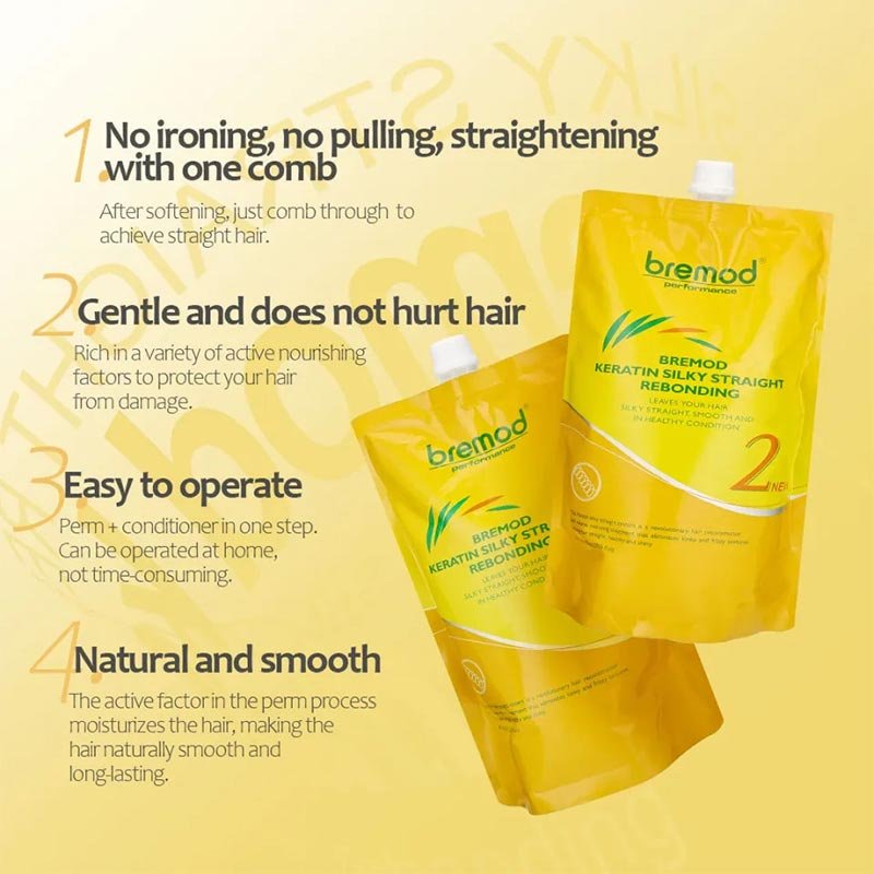 Bremod Keratin Silky Straight Rebonding Set (1+2) Leave your Hair Silky Straight Smooth and in Healthy Condition