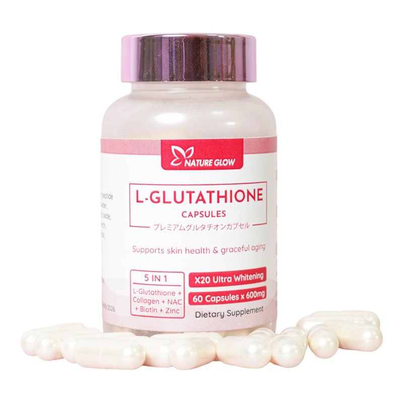 L-Glutathione-Capsule.jpg Nature Glow L-Glutathione Capsule with Collagen X20 Ultra Skin Whitening Anti-Aging Anti Acne Beauty Supplements 60 Capsule