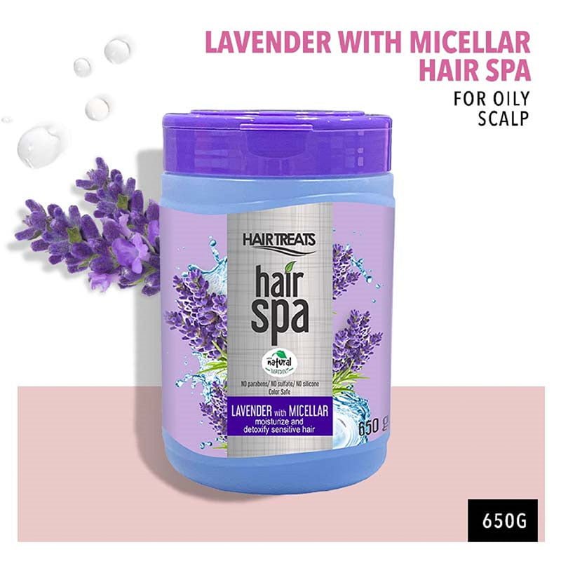 Lavender-with-Micellar.jpg Hair Treats Hair Spa Lavender with Micellar Helps Moisturize, Cleanses Sensitive Hair 650g