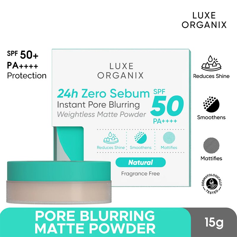 Luxe-Organix-Matt-Powder-Natural.jpg Luxe Organix 24H Zero Sebum Instant Pore Blurring Weightless Matte Powder SPF 50 PA++++ Natural