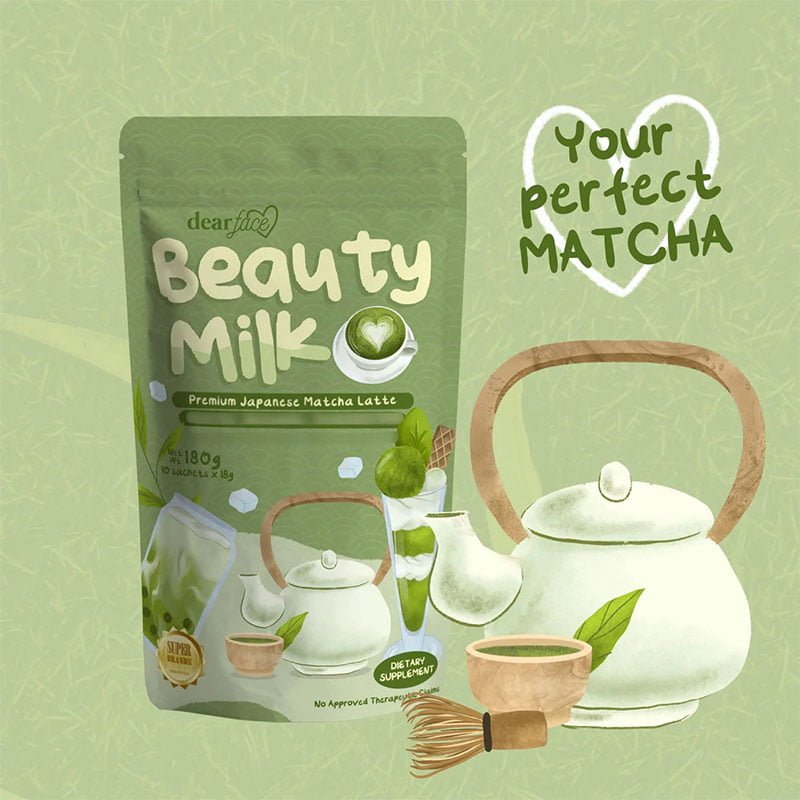 Matcha-Latte-1.jpg Dear Face Beauty Milk Premium Japanese Matcha Latte (Green Tea + Glutathione + Antioxidant)