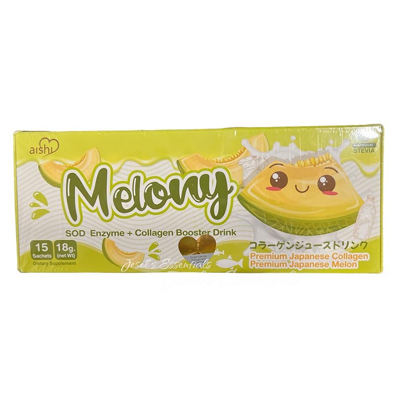 Melony-Collagen.jpg Aishi Thaikyo Melony SOD Enzyme + Collagen Booster Drink Premium Japanese Melon 15 Sachets
