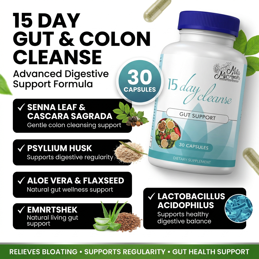 Mila Miamor 15 Day Cleanse – Gut and Colon Support Capsules | 30 Capsules