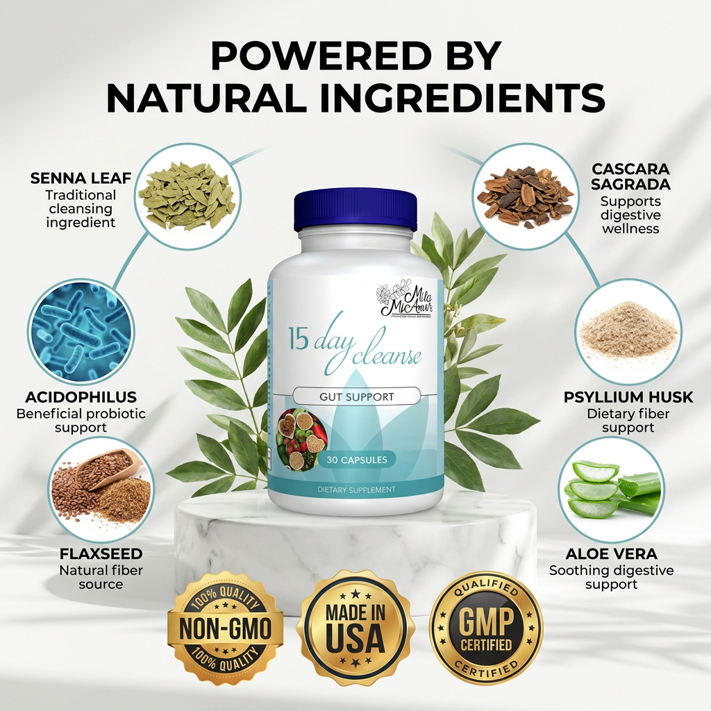 Mila Miamor 15 Day Cleanse – Gut and Colon Support Capsules | 30 Capsules