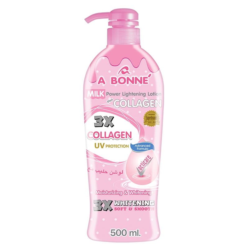 Milk-Power-Lightening-Lotion.jpg A Bonne Milk Power Lightening Body Lotion Plus Collagen Moisturizing Whitening Soft Firm And Smooth Skin 500ml