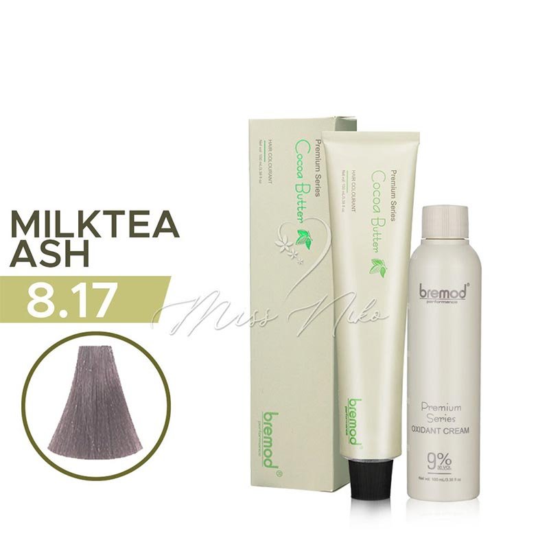 Bremod Premium Series 8.17 Milk Tea Ash Bremod Cocoa Butter Hair Color and Bleach Set
