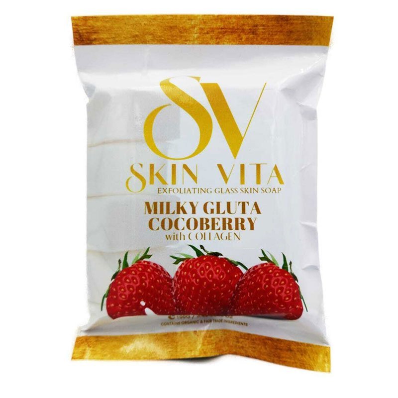 Milky-Gluta-Cocoberry.jpg Skin Vita Exfoliating Glass Skin Soap Milky Gluta Cocoberry With Collagen