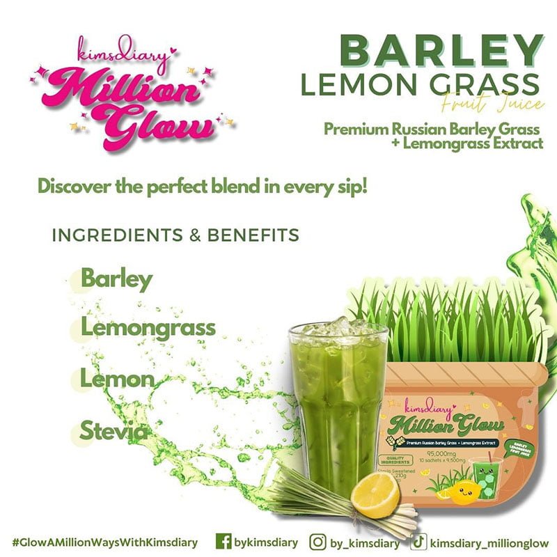 KIMSDIARY Million Glow Premium Russian Barley Grass + Lemongrass Extract