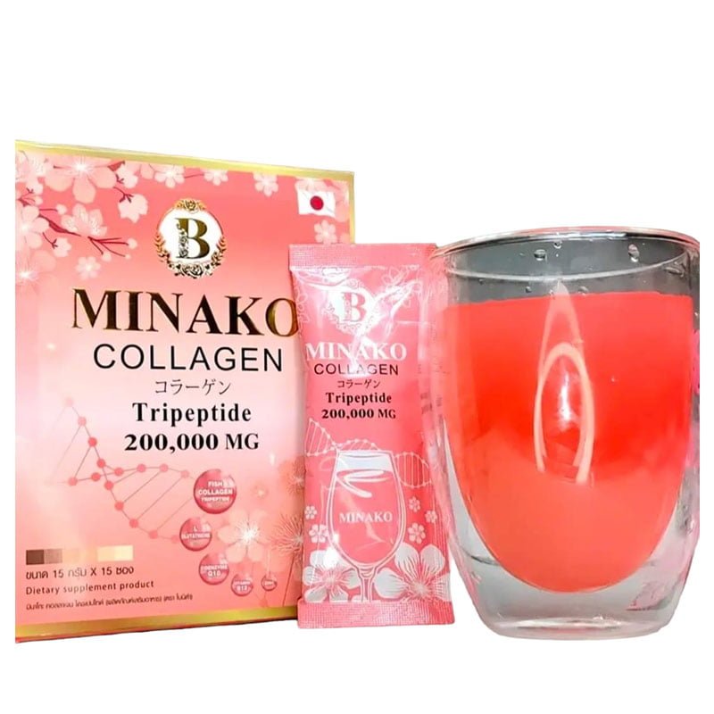 Minako-Collagen.jpg Minako Collagen Tripeptide 200,000mg 15 Sachets Product of Thailand